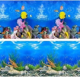 XCNO Aquarium Background Poster Water Plants 3D Coral Fish Tank Background Picture Double Sides Fish Tank Stickers 10 20 Gallon Tank 12"x 25"