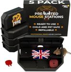 Pest X Pro Fang Pre-Baited Mouse Bait Stations – Secure Mouse Poisoning Indoor and Outdoor Use – Mice Pre Baited Bait Boxes with Brodifacoum for Effective Rodent Control (5 Pack)