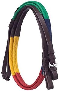 JT International Silver Fox Rubber Grip Schooling Reins Brown