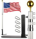 Lupar 20FT Tailgate Flag Pole Package with Heavy Duty Tire Mount, Portable Tailgaters Flagpole Kit with Dual Mounting Options, Black