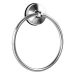 YOHOM Suction Towel Ring Suction Hand Towel Holder Bathroom Stainless Steel Sucker Towel Ring No Drill Vacuum Round Towel Rail Shower Towel Rack Suction Cup Dish Towel Hanger Kitchen Brushed Silver