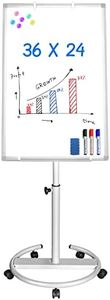 Mobile Whiteboard – 36 x 24 inches Portable Magnetic Dry Erase Board, 3' x 2' Stand Easel White Board Dry Erase Easel Standing Board w/Flipchart Hooks