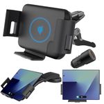 DearHot 15W Qi Wireless Car Charger Mount Holder Compatible For Samsung Galaxy Z Fold5 Fold4 Fold3 Fold2 Fold S23 Ultra Google Pixel 7 Pro Iphone 15 Pro Max 4.3In-6.9In Phone Auto Clamp Charger,Black