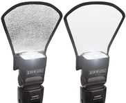 2 Pack Flash Diffuser Reflector - 2-Sided White/Silver Bend Bounce Flash Reflector Kit with Elastic Strap for Canon, Nikon, Sony, Fuji and All Speedlight Flashes