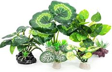 Vtapliea 5 Pack Aquarium Decorations Tall Aquarium Plants Reptile Plants Betta Fish Tank Realistic Plants for Aquarium Green