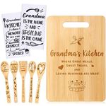 8 Pieces Grandma Gifts Set, Grandma Kitchen Towels Dish Towels Grandma Spoons for Kitchen Cooking Utensils Grandma Cutting Board for Grandma Housewarming Kitchen Decoration