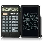 Basic Calculator, 12-Digit Premium Mute Desktop Calculators with 6 inch Writing Tablet, Solar and Battery Dual Power for Office, School, Business