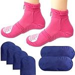 Reusable Cold Therapy Socks, Gel Ice Pack for Feet Heels Injuries Swelling, Hot and Cold Therapy Socks for Plantar Fasciitis Neuropathy Chemotherapy Pain Relief for Foot Ankle (Pink)