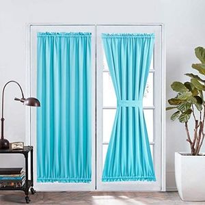 Aquazolax Sliding Glass Door Curtain Panels - Premium Thermal Insulated Solid Blackout Curtains Drapery 54x72 Inches Front Porch/French Door Window Coverings - 1 Panel, Turquoise