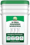 Valley Food Storage Whole Milk Powder | Contains Vitamin A & Vitamin D | Powdered Milk Long Term Storage, 25 Year Shelf Life | Camping Food, Backpacking Meals, Prepper Supplies (Whole Milk 10 Bags + Bucket)