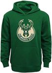 Outerstuff NBA Youth 8-20 Team Color Primary Logo Pullover Fleece Sweatshirt Hoodie, Milwaukee Bucks Green, 8