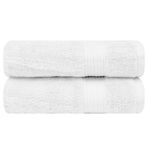 Ample Decor Hand Towels for Bathroom 18 X 28 Inch 600 GSM 100% Cotton, Soft Absorbent - 2 Pcs White