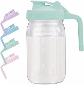 AoeJarry Breast Milk Pitcher with Leak Proof Flip Cap & Pour Spout, 32 oz Wide Mouth Mason Jars for Breast Milk Storage Container, Glass Picther with Lid for Cold Brew Coffee, Sun Tea, Juices, Green