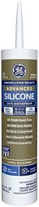 GE Advanced Silicone Caulk for Window & Door - 100% Waterproof Silicone Sealant, 5X Stronger Adhesion, Shrink & Crack Proof - 10 oz Cartridge, Clear, Pack of 1