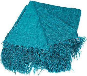 BIRDROCK HOME Internet's Best Chenille Throw Blankets - Teal - Ultra Soft Couch Blanket with Fringe - Light Weight Sofa Throw - 100% Microfiber Polyester - Easy Travel - Bed - 50 x 60