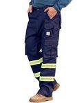 BOCOMAL FR Pants High Visibility Cargo Pockets Flame Resistant Hi-Vis Workwear Water & Oil Repellent Finish, Navy, 40W x 32L