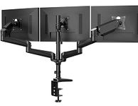 HUANUO Triple Monitor Stand - Height Adjustable Gas Spring Monitor Mount Arm, Fits 3 Computer Screens 17 to 32 inch with Clamp/Grommet Mounting Base, Each Arm Holds up to 17.6 lbs, Black