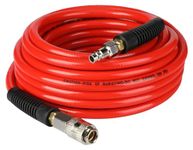 YOTOO PVC Air Compressor Hose 10m Long 6mm ID X 11mm OD 300 PSI with 1/4-Inch Europe Steel Quick Coupler Fittings and Bend Restrictors for Heavy Duty, Lightweight, Flexible at All Weather Use, Red