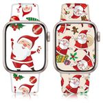 Vamyzji 2 Christmas Strap Compatible with Apple Watch Straps 42mm(Series 10) 41mm 40mm 38mm, Christmas Soft Silicone Strap for Apple Watch Series 10 9 8 7 6 5 4 3 2 1 SE, Cute Xmas Gifts for Women