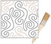 Quilting Pantograph Pattern Paper Roll - for Longarm Quilting Machines | Easy Curls Design Quilt Pantograph | Set Includes Long Arm Quilting Sewing Machine Cleaning Brush for Rails and Tracks