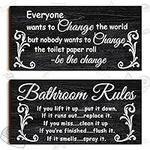 2 Pieces Funny Teal Bathroom Signs 