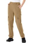 JHMORP Women's Cargo Pants Waterproof Lightweight Stretch Work Mountain Athletic Pants with Zipper Pockets (Light Brown,CA L)