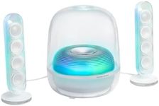 Harman Kardon SoundSticks 5 Home Bluetooth Speaker, 3-Way Speaker Design, Single-Cable HDMI ARC Connectivity, Multi-Speaker Connection by Auracast, Colourful Lightshows, White