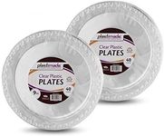 [80 Count] Plastimade 9 Inch Dinner Plates Clear Disposable Heavy Duty Plastic, Ideal For Wedding, Catering, Parties, Buffets, Events, Or Everyday Use, 2 Packs