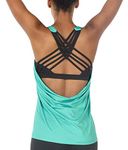 icyzone Women's Yoga Top with Built in Bra Workout Gym Shirt Sport Tank Tops (M, Florida Keys)