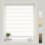 FOIRESOFT Standard Cordless Custom Zebra Roller Shades and Blinds [Basic, Ivory, W 70 x H 72 inch] Dual Layer Sheer for Day and Night Light Control Privacy, 20 to 105 in Height