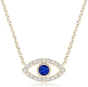 Angara Natural Blue Sapphire Pendant for Women | 1 ct Round Blue Sapphire Diamond Fashion Pendant Necklace in Yellow Gold | September Birthday, Anniversary, Gemstone Jewelry Gift | AAAA | 6mm