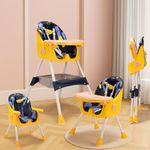 Tinyberg 3-in-1 Baby High Chair, Kids Feeding Adjustable Seat Height, Toddler WonderSeat PU Cushion Pad, Portable, Foldable, 3 Months to 3 Years, 5-Point Safety Belt, Anti Skid Base, 20kg Capacity