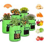 10 Gallon Potato Grow Bags, 6 Pack, Two-Sides Transparent Window Garden Planting Bag with Durable Handle, Thickened Nonwoven Fabric Pots Vegetable Grow Bags for Tomato, Carrot, Onion, Fruits, Flower