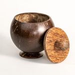 Thenga Coconut Shell Storage Container with lid | Storing Kitchen Items, Food, Spices, Nuts, & Snacks - 600 ML (Set of 1)