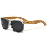 Bamboo Wood Square Sunglasses For Men and Women with Frosted Grey Front and Black Polarized Lenses GOWOOD