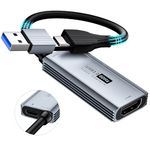 Video Capture Card USB3.0 with 100W PD HDMI to USB/USB C 1440P 30fps/1080P 60fps Live and Record Video Audio Game MS2130 for Switch Xbox PS4/5 Live Broadcast, Gaming, Streaming