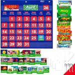 Blue Calendar Pocket Chart with 76 