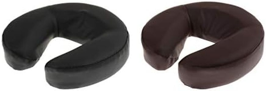 Abbraccia 2 Pieces Foam Massage Table Face Cradle Pad with Ultra-Soft PU Leather Cover - Head Rest Cushion Pillow Positions Head and Neck - Black/Brown