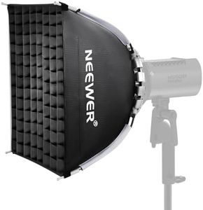 NEEWER 15.7"x15.7" Quick Setup Foldable Softbox Square with Diffusers/Honeycomb Grid/Bag, Bowens Mount Compatible with Godox Aputure 120d Continuous Video Lights Q4 Studio Flash Strobes, NS15S