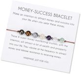 Ronglry Healing Crystal Bracelet for Women Men Spiritual Crystal Bead Bracelet Amethyst Tigers Eye Chakra Bracelets Anxiety Reiki Real Crystal Beads Healing Crystal Jewelry with Meaning Card-Money success