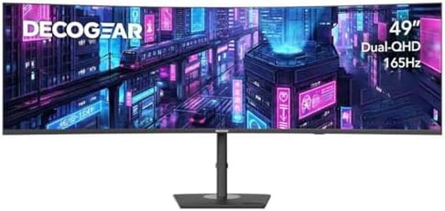 Deco Gear 49" Curved Ultrawide DQHD Monitor, 5120×1440 165Hz 1500R, USB-C 65W KVM, HDR Adaptive Sync, Dual HDMI 2.1, DP 1.4, Speakers, Ergonomic, American Seller