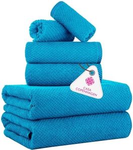 Casa Copenhagen Ensemble de 6 Serviettes Popcorn - Bleu Clair 600 g/m² 2 Serviettes de Bain, 2 essuie-Mains, 2 débarbouillettes en Coton égyptien Doux pour Salle de Bain, Cuisine et Douche