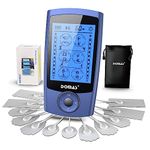 DOMAS TENS Unit Muscle Stimulator, Rechargeable TENS EMS Unit 24 Modes Dual Channel TENS Machine Electronic Pulse Massager with 12 Pcs Medical Grade Electrode Pads for Pain Relief Therapy