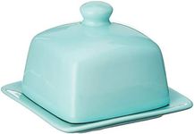 Now Designs Stoneware Square Butter Dish with Lid, Eggshell Blue 4.5 x 4.5 in