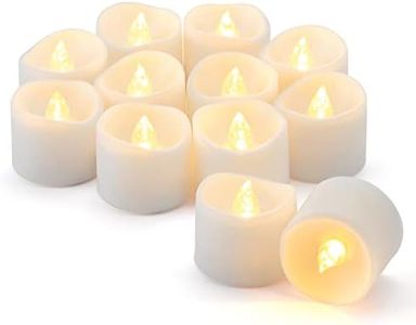 SingTok 12 Pack Timer Tea Lights Candles Battery Operated, Flameless Flickering Fake Tealight Outdoor Electric Votive Candle Bulk for Halloween Decor