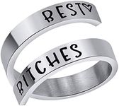 Engraved Inspirational Ring, Woffoly Open Adjustable Finger Ring, Surgical 316L Stainless Steel Statement Rings Gifts for Women Teen Girls