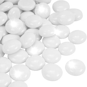 RUOJAS 10LB White Flat Glass Marbles for Vases, Gemstone Beads Vase Filler Decorative Glass Pebbles for Fish Tank, DIY Crafts, Aquarium Decor Rocks