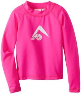 Kanu Surf girls Keri Upf 50+ Long Sleeve Rashguard rash guard shirts, Neon Pink, 5T US