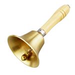 HXMJIED Hand Bell, Metal Tea Hand Bell, Service Bell, Dinner Bell, Extra Loud Call Hand Bell, Solid Brass Bell Handbells, With Wooden Handle, Counter Reception Bell, Hand Bells for Elderly and Adults