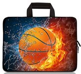 12 inch Neoprene Laptop Carrying Bag Chromebook Case Tablet Travel Cover with Handle Zipper Carrying Sleeve Case Bag Fits 11 11.6 12 12.1 12.5 inch Netbook/Laptop (11-12.5 inch, Basketball Fire)